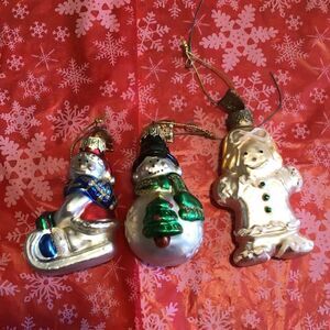 Set of 3 winter glass Christmas ornaments